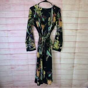 Boohoo Tropical Floral Belted Kimono Size Large